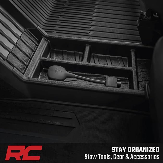 Rough Country Center Console Organizer Tray for Tesla Cybertruck (2024–2025) - Custom-Fit TPR Storage Insert, Raised-Edge Spill Protection