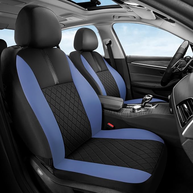 Coverado Car Seat Covers Front Pair, Automotive Leather Seat Covers for Car，Universal Fit Front Back Seat Cover, Non-Slip Waterproof Breathable Car Seat Protector