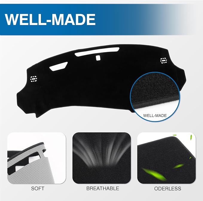 KUST Black Dash Cover for Chevy Equinox EV 2024 2025 2026 Polyester Dashboard Cover Left Hand Drving Dash Carpet Non-Slip Interior Accessories for Equinox Custom Fit Dash Mat