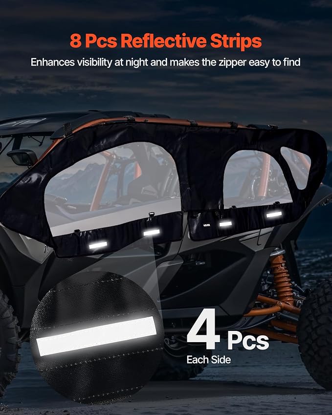 VEVOR Cab Enclosure Upper Doors, Compatible with Can-Am Maverick X3 MAX 4-Seater 2017-2024, Soft Upper Doors, Windproof Upgraded Zipper UTV Soft Side Window Kit, Work with Roof and Partial Windshields