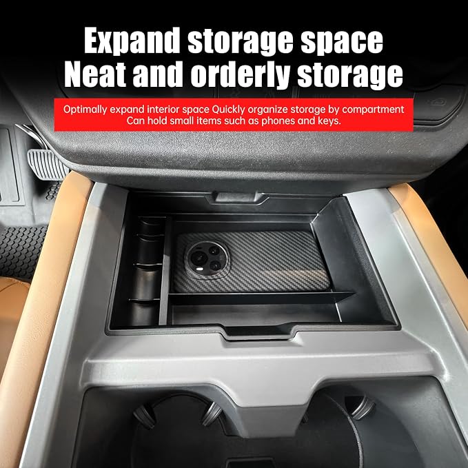 Console Storage Box for 2025-2026 Land Rover Defender 90 110 130 Upper Storage Compartment for Lower Center Console Organizer Tray Interior Trim Modification Accessories (Lower storage compartment)