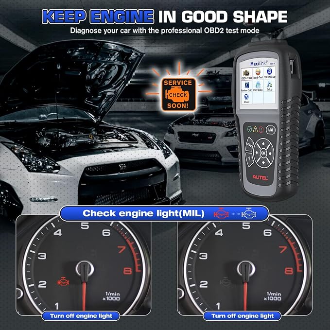 Autel MaxiLink ML519 OBD2 Scanner, New Ver. of AL519, Enhanced Mode 6 Car Code Reader, Check Engine Light Read/Erase Fault Code Car Diagnostic Tool, One-Click Smong Check, DTC Lookup, Up of AL319