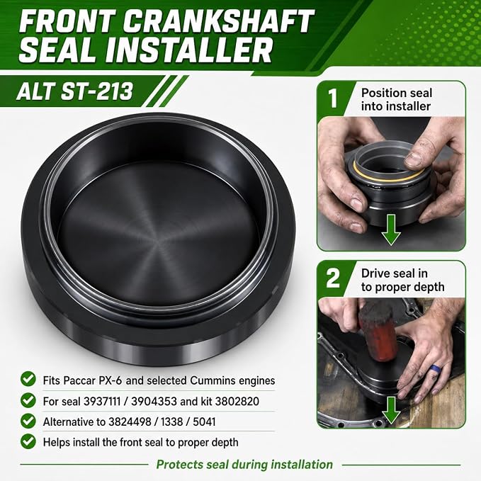 Front+Rear Crankshaft Seal Main Crankshaft Seal & Wear Sleeve Installer Tool Kit,Compatible with Cummins 3.9L 5.9L 6.7L 1989-2016 Replace 1338 3824498 5046 3824500 3164660 ST-224C 3824078 5395259