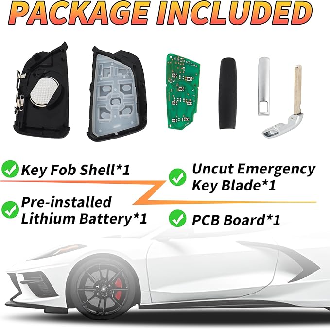 Fit for Chevy Corvette C8 2020-2024 Smart Key Fob 433MHz 49 Chip 6+1 Buttons Keyless Entry Remote FCC ID: YG0G20TB1