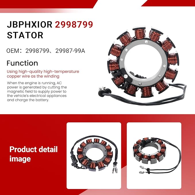 Stator Fit for Harley Davidson Electra Glide 1999-2001,Road Glide 1999-2001,Road King 1999-2001,OEM 2998799 29987-99A 2998799A 29987-99B 2998799B