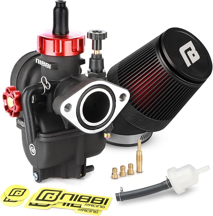NIBBI 19mm Carburetor with CNC 48mm Air Filter kit,PE19FL Carburetor fit for 125cc Pit Bike,Upgrade for SSR125cc Apollo125cc X-PRO125cc