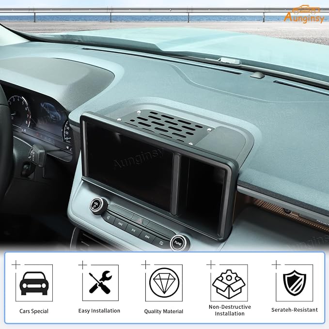 Aunginsy Dashboard Metal Dash Mount Phone Holder Base Compatible with Ford Maverick 2022 2023 2024, Car Center Console Instrument Table Organize Tray Groove Panel Hidden Storage Box Accessories