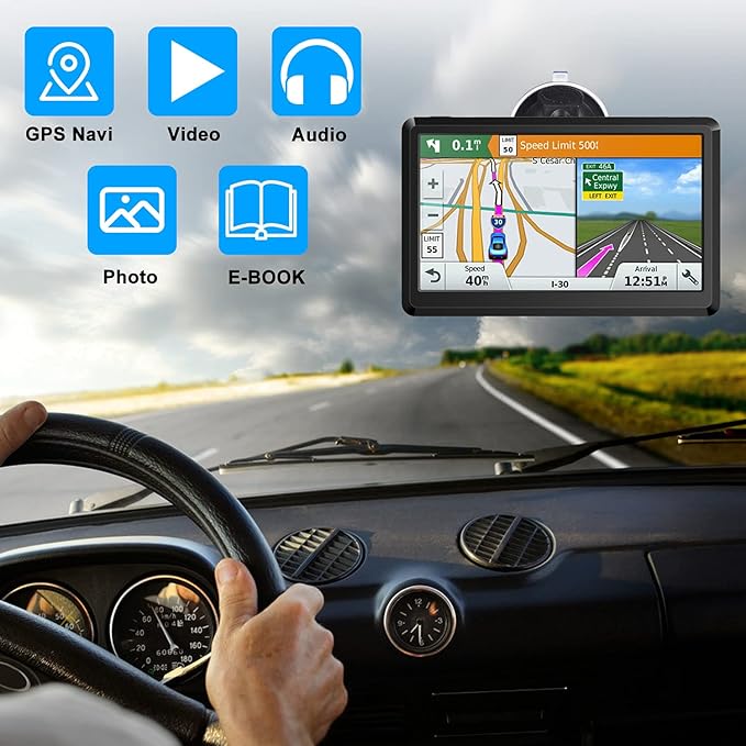 GPS Navigation for car Truck & RV & Car, Driver Alerts, Turn-by-Turn Directions,Car GPS Navigation 2026 Map and Free Update Map