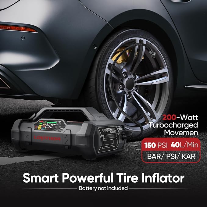 LOKITHOR ApartX Multi-Functional Vehicle Emergency Device, Car Jump Starter for 7.0 to 10.0 L Gasoline and 4.0 to 8.0 L Diesel Engines, Battery Booster with 150 PSI Tire Inflator(Battery not included)