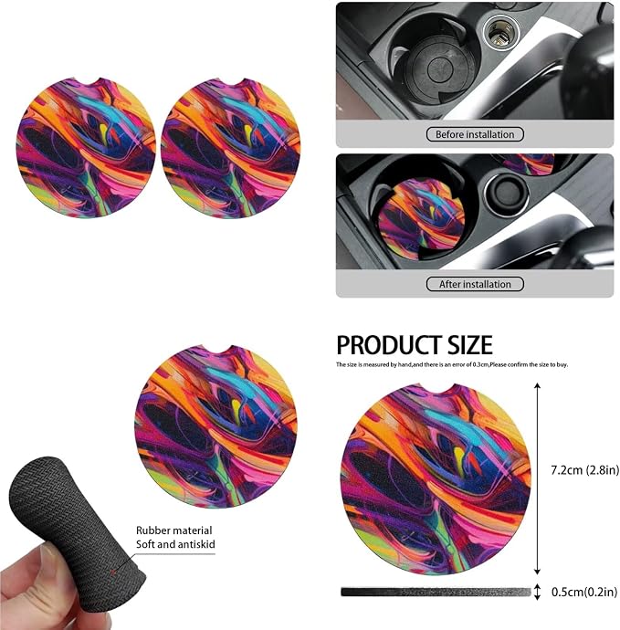 Colorful Fluid 13 Pack Car Seat Covers Full Set Boho Rainbow Fluid Painting Car Interior Accessories Hippy Gradient Paint Fit Auto SUV Trucks Seat Belt Shoulder
