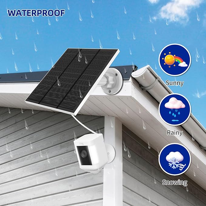 Solar Panels for Ring Camera Outdoor (New Generation)) 5W 5V Solar Panel Charger with USB-C&plug for Spotlight Cam Plus&stick up Cam Pro.Waterproof IP65 360°adjustable 10FT Cable (White, 3)