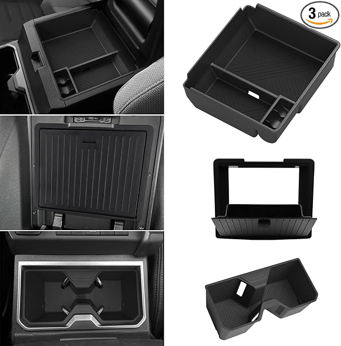 3Pcs Center Console Organizer Compatible with Toyota 4runner 6th Gen 2025 2026 Interior Accessories - Center Console Tray and Cup Holder Liner Insert & Armrest Hidden Compartment Storage Box