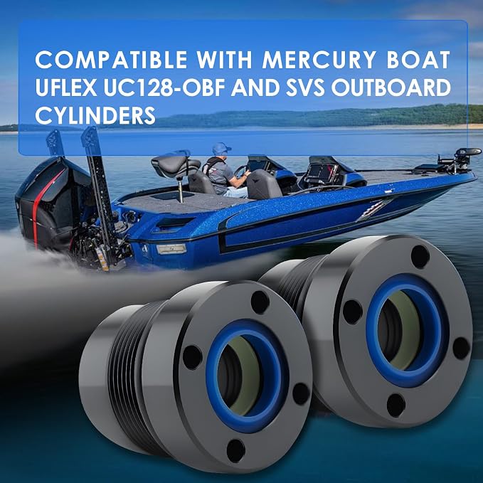 Steering Actuator End Cap Seal Kit for Mercury Outboard for Uflex UC128 UC128-OBF SVS Cylinders - Replaces 898349A15 898349A14 898349A11 FSM120 2pcs