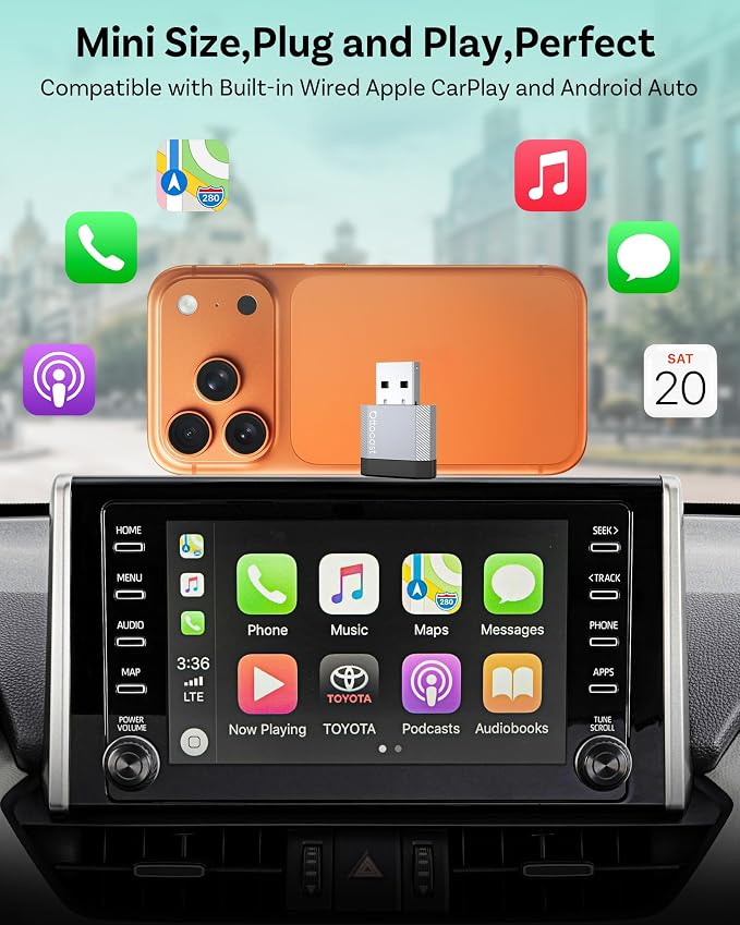 OTTOCAST Mini Nova 2026 Wireless CarPlay & Android Auto Adapter, Ultra-Compact 2-in-1 Dongle, 5-Second Auto-Connect, iOS 10+ & Android 11+