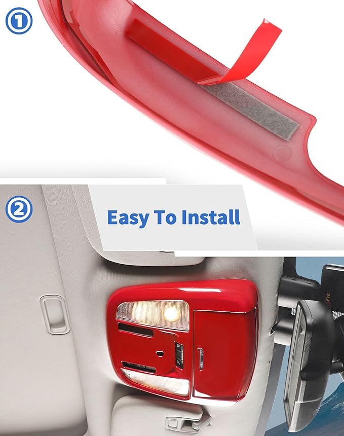 Roof Reading Light Cover Trim Fit for 2011 + Dodge Charger/Durango/Chrysler 300 Interior Accessories Red Reading Lamp Decals Cover Trim Sticker Kit (B)