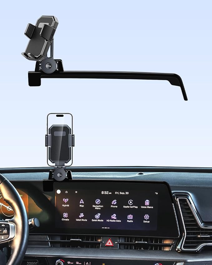 PZK Car Phone Holder for KIA Sportage 2023 2024 2025 EX/SX/SX-Prestige/X-LineAccessories 12.3-Inch Screen Fixed Clip, Auto Lock Car Phone Mount with 360° Rotatng Extension Rod Fit iPhone & 4.0-7.0''