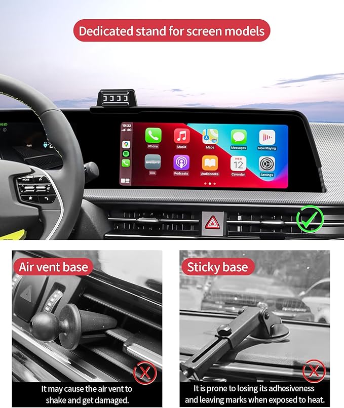 Wireless Charging car Phone Holder for Kia EV6 2022-2024 Accessories 12.3 inch Screen Fixed Clip,360° Rotation car Phone Mount Compatible with MagSafe