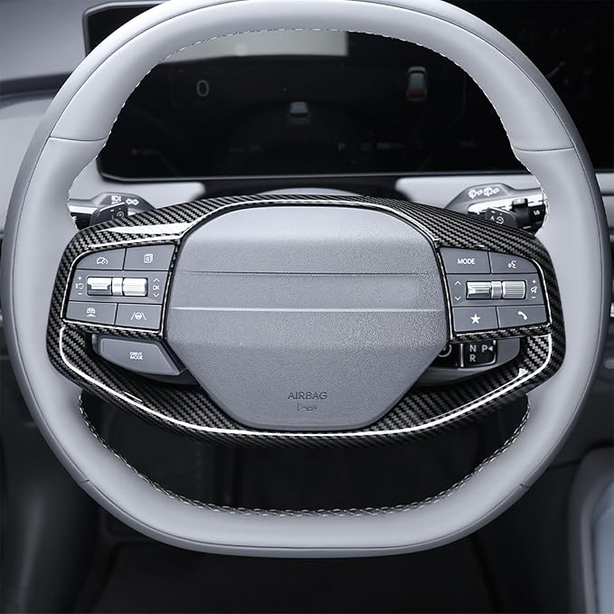 Car Steering Wheel Covers Steering Wheel Button Panel, Protection Frame Molding Trim, Compatible with KIA K4 2024-2026 Accessories (Carbon Fiber Pattern)