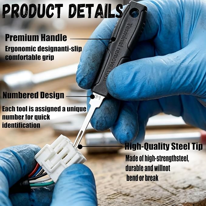 Depinning Tools Kit - 41Pcs Pin Removal Tools with Blow-Molded Case | 41Pcs Terminal Removal Tools Terminal Pin Removal Kit for Automotive Motorcycle Electrical Wire Harness & Connectors