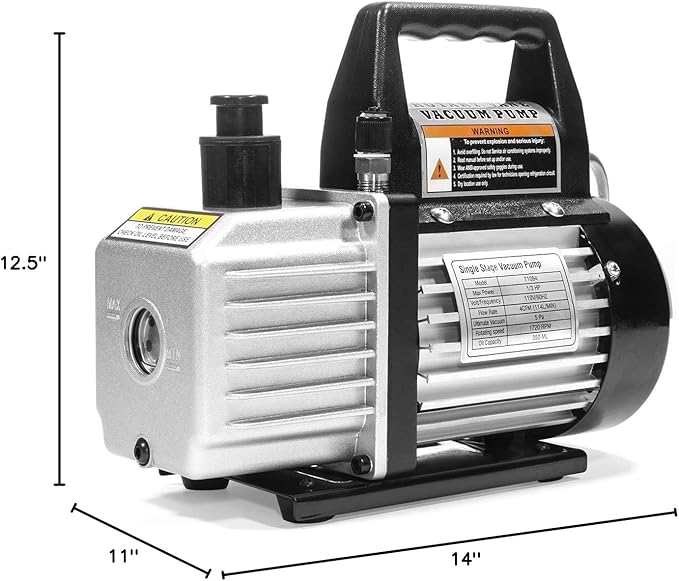 XtremepowerUS 4CFM Vacuum Pump R134a R22 R32 R410A A/C Manifold Gauge Can Tap Manifold Gauge with Leak Detector Carry Bag for HVAC Air Conditioning Refrigeration Recharging