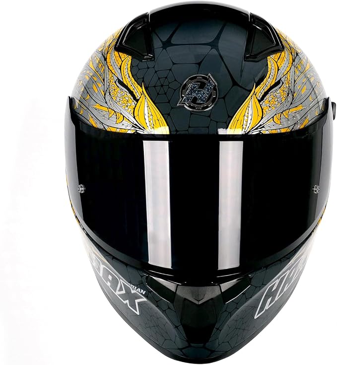 HAX Obsidian Full Face Dual Visor Adult Motorcycle Helmet for Motorbike Street Bike with Pinlock Ready DOT Approved Slayer Gold L