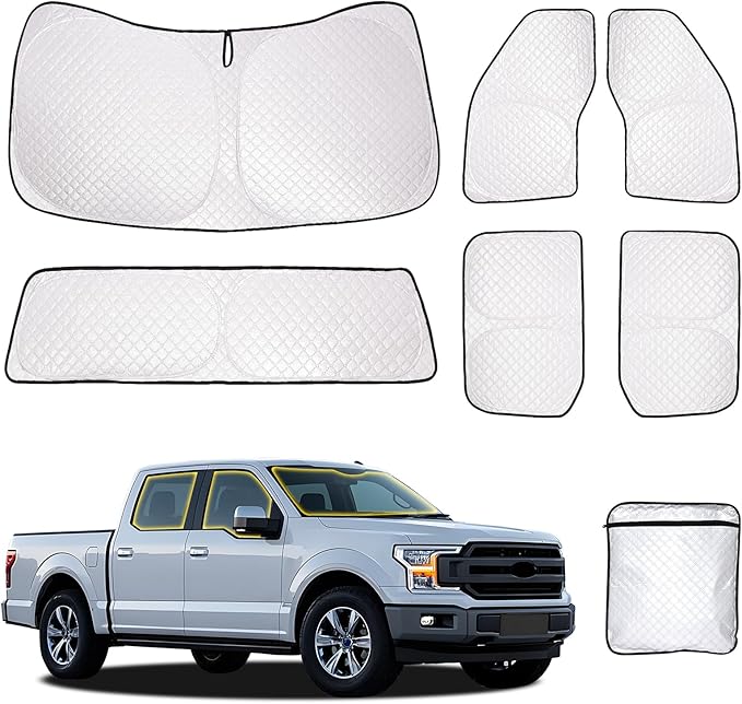 ZATOOTO Car Window Shades for Ford F-150 2021-2024 - Custom Fit Front and Rear Side Window Sun Shade 100% UV Protection & Heat Blocking, Privacy Cover for Camping, Napping, Parking, Ford F-150