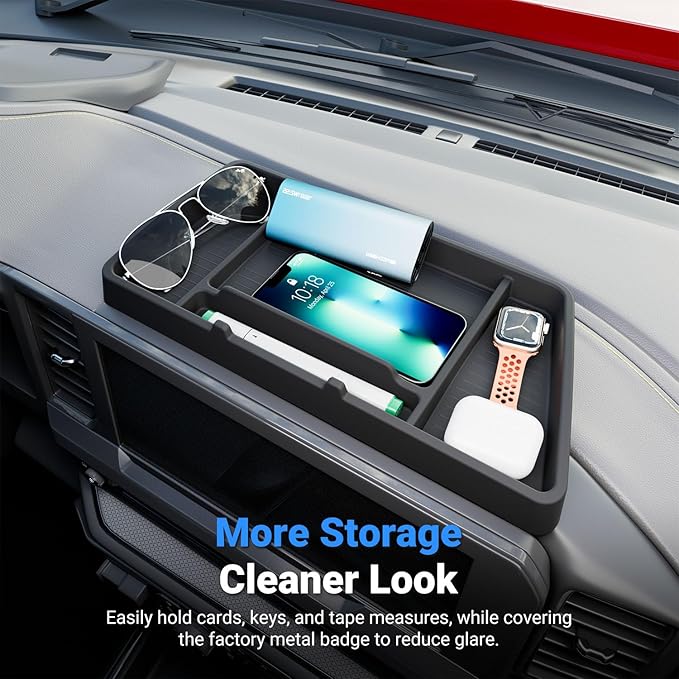 Dashboard Storage Organizer Compatible with 2022-2026 Chevy Silverado GMC Sierra 1500 2024-2026 2500HD 3500HD Silicone Storage Tray Replacement for 2022-2026 Chevy Silverado Accessories