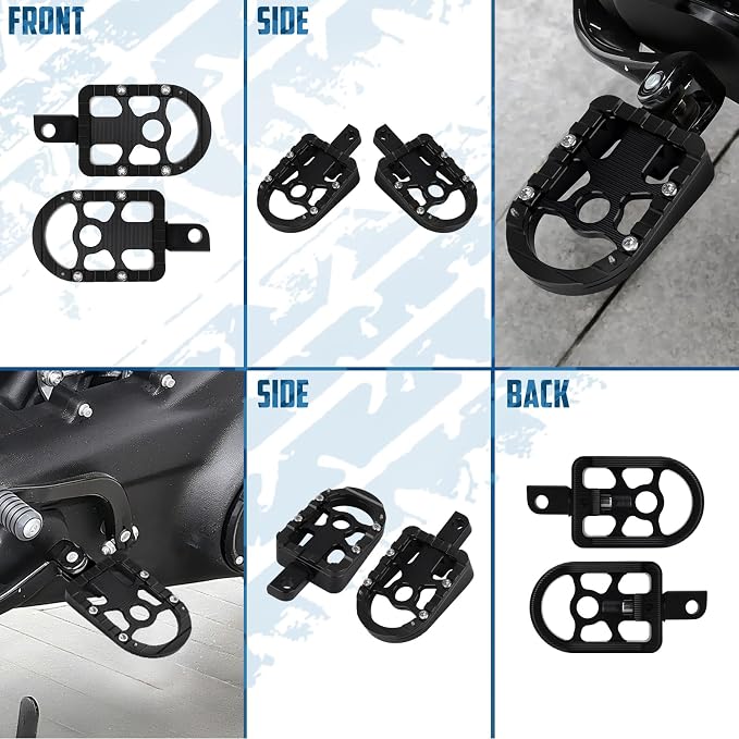Motorcycle Foot Pegs Male Mount Footrests Offroad Floorboards Fit for Harley Touring Electra Glide Road Glide Road King Dyna Sportster (Black Edge)