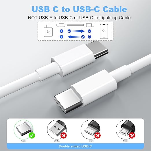 2Pack for Apple USB C to USB C Charging Cable 10ft 100W,Long Type C to Type C Fast Charger Cord for iPhone 16 E/17/Air/15/Pro/Plus/Pro Max,for MacBook Pro/Air,for iPad Pro12.9/11in,Air 4/5,Mini 6/7