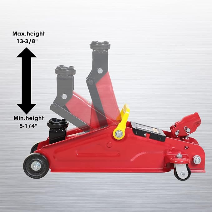 Big RED 2 Ton (4,000 lb.) Hydraulic Trolley Service Lift Jack/Portable Floor Jack with Special Slow Release and Blow Mold Carrying Storage Case