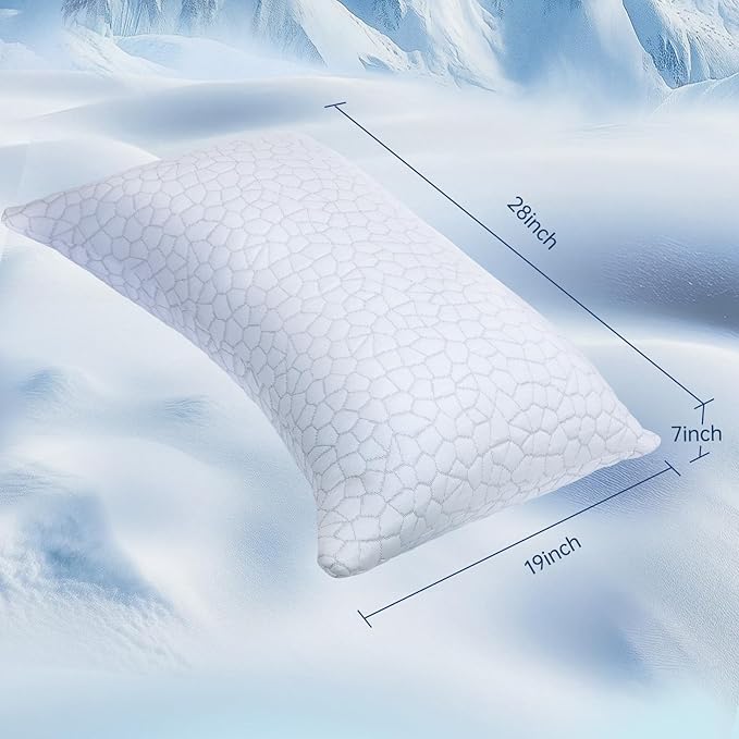 Side Sleeper Pillows for Adults 2 Pack, Cervical Pillow for Side Sleepers, Cooling Pillow with Ergonomic Design, Adjustable Crescent Shredded Memory Foam Pillows for Neck and Shoulder Pain Relief