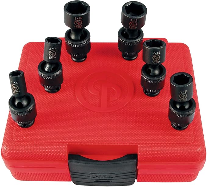 Chicago Pneumatic SS206U - 1/4 Inch Square Drive, SAE, Universal, 6 Point, Impact Socket Set (6 PCS)