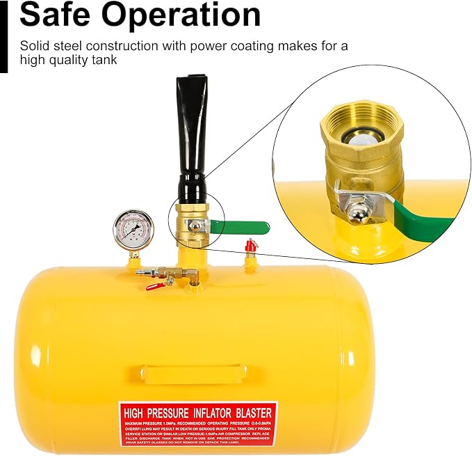 10 Gallon Air Tire Bead Seater - 145PSI Blaster Tool Seating Inflator w/Gauge Car Truck ATV Tank Heavy Duty