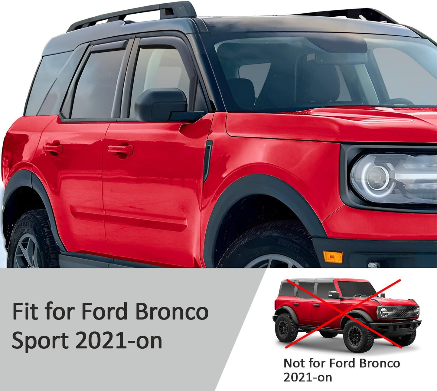 Voron Glass in-Channel Extra Durable Rain Guards for Ford Bronco Sport 2021-2025, Window Deflectors, Vent Window Visors, 4 Pieces - 200488