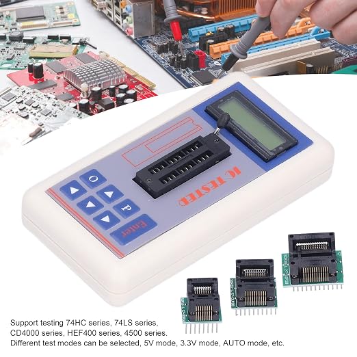 Integrated Circuit Tester, Multifunctional Maintenance Tester IC Transistor Meter with 5V 3.3V AUTO Modes for Microelectronics Engineers