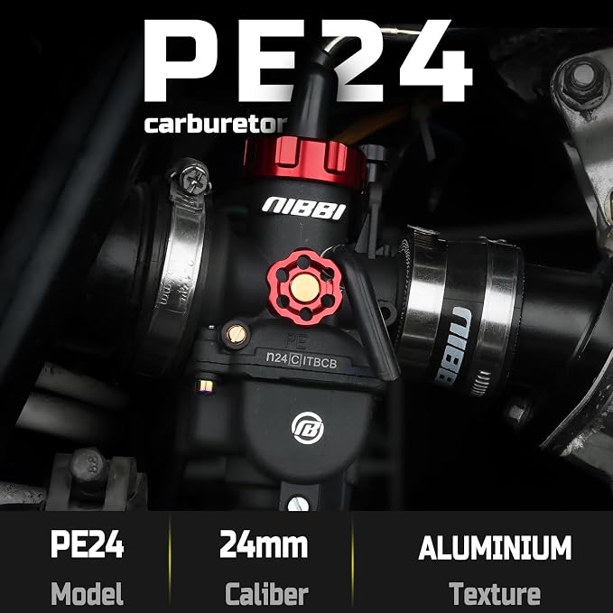 NIBBI Carburetor PE24,24mm Carburetor fit 150cc Motorcycle Engine with Carb Jets - For Dirt Pit Bike Mini Bike Motocross GY6