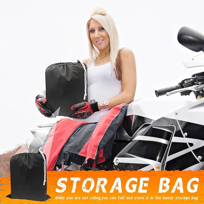Motorcycle Cover, All Season Waterproof Outdoor Protection with Lock-Holes, Night Reflective & Storage Bag, Fits up to 104" Cruisers, Touring, Dirt Bikes (Black)