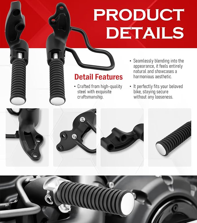 Passenger Footrest with Mounting Bracket,Rear Passenger 2-Up Riding Footpegs Compatible with Indian Scout Bobber,Scout Sixty,Scout Classic,Super Scout,Sport Scout,101 Scout 2025-2026