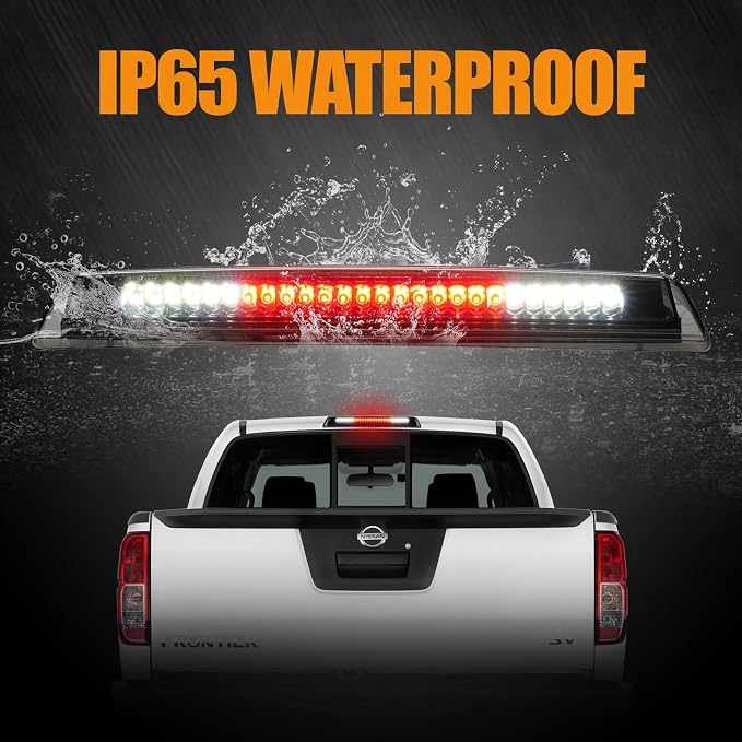 Third 3rd Brake Light LED for 2005-2016 Nissan Frontier & 2004-2015 Nissan Titan, High Mount Rear Brake Lights Assembly, Waterproof Center Cab Cargo Lamp Stop Light (Smoke)