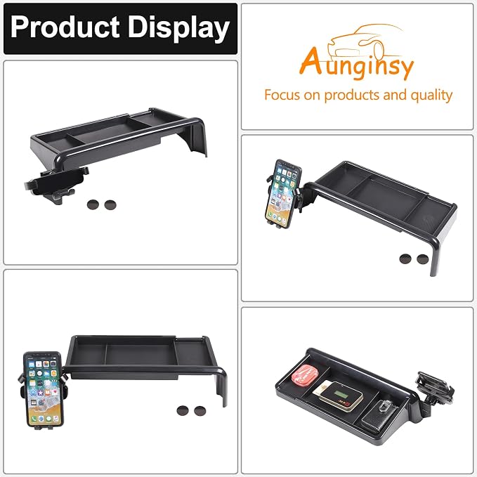 Aunginsy Center Console Dash Storage Tray with Phone Holder Compatible with Kia Telluride 2020-2022, Dashboard Multi-Functional Mobile Phone Mount Storage Box, Dash Organizer Tray Insert Accessories