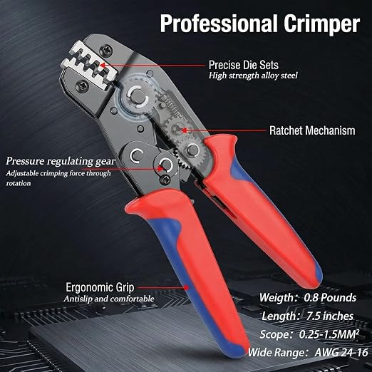 969Pcs Pin Connectors Kit 28 Types Car Electrical Wire Connectors Terminal Pins 1/1.5/1.8/2.2/2.3/2.8/3.5mm Male & Female Non Insulated Wire Terminal Pin Kit with Ratchet Crimping Tool