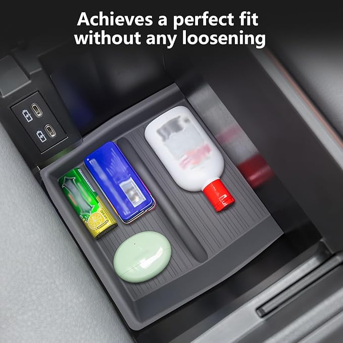 Center Console Organizer for Toyota Sienna 2021-2026 [lid + box Double-Layer Storage] Silicone material for Sienna Interior Accessories