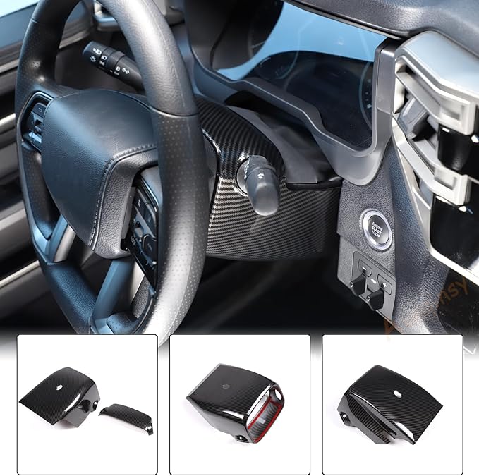 Car Steering Wheel Column Shroud Trim Cover Fit Toyot@a Tundra 2022 2023 2024 Center Console Steering Wheel Base Upper Lower Panel Decorative Cover Protect Sticker Interior Accessories(Manual Version)