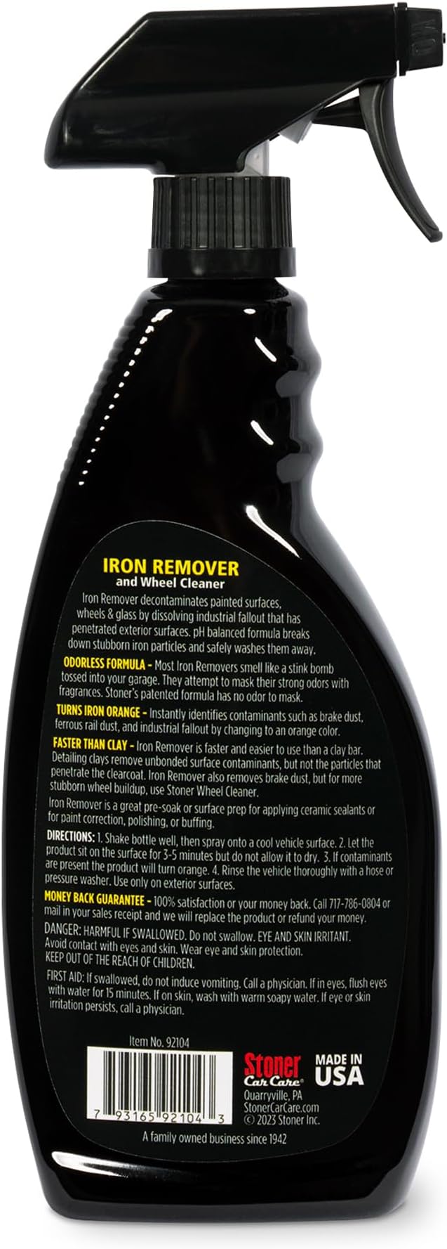 Stoner Car Care 92104-4PK Iron Remover & Wheel Cleaner – Odorless Iron Fallout & Brake Dust Remover for Paint, Wheels & Glass – pH Balanced Rust Decontaminant – Color Indicator – 22 fl oz (Pack of 4)