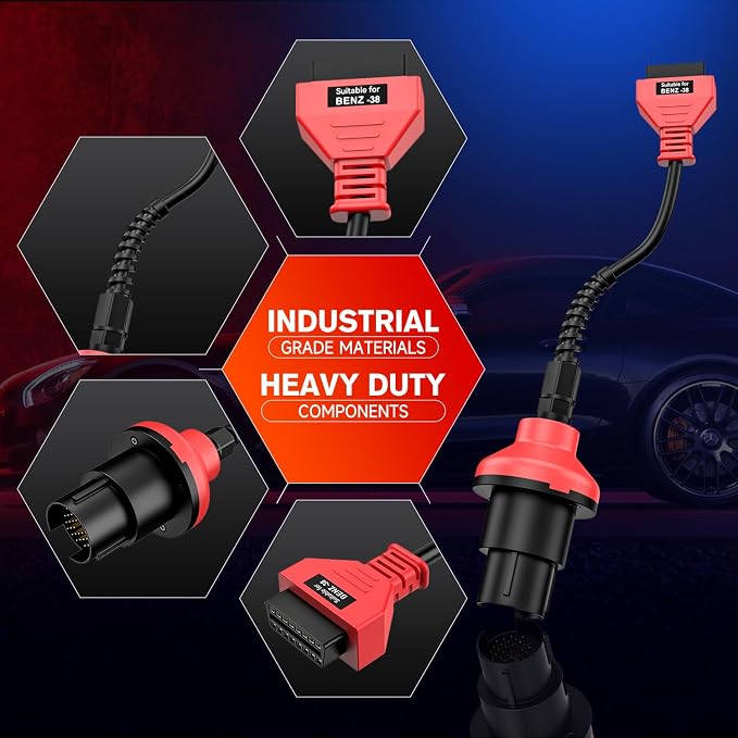 Autel Original BENZ-38 PIN Adapter, 38 Pin Male to 16 Pin Female OBDII Connector Compatible with Mercedes-Benz Pre-2001, Work with OBD2 Diagnostic Scan Tool OBD II Scanner