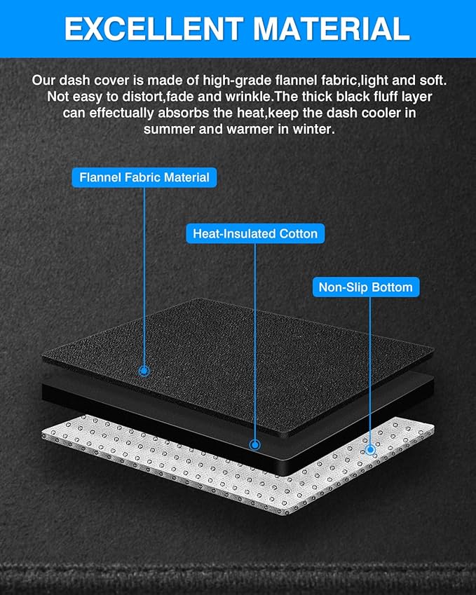 Autorder Dashboard Cover Mat for 2002-2005 Dodge Ram 1500 & 2003-2005 2500/3500 Accessories Dash Cover Flannel Dash Mat Sunshade Glare UV Rays Protector
