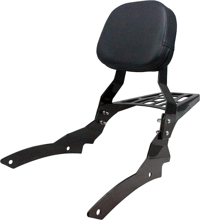 YHMOTO Motorcycle Sissy Bar Backrest with Luggage Rack For Yamaha VStar 650 400 DS650 Custom DS400 V star 1996-2017 (Style B-Black)