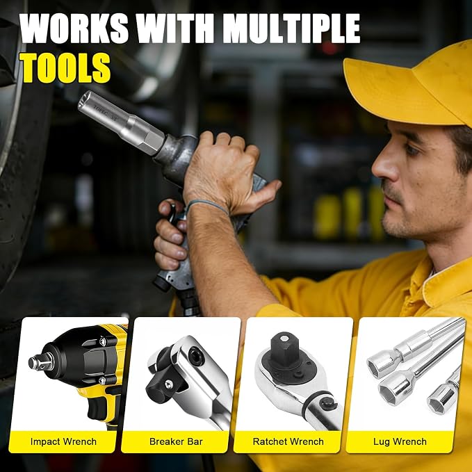 Topec 10-Piece Spiral Type Deep Bolt Extractor Set, Spark Plug Extraction Socket Set, Stripped Lug Nut Remover for Removing Broken, Damaged, Frozen, Rusted, or Rounded-Off Bolts, Nuts, Screws, Studs