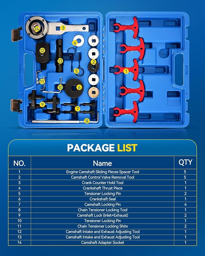 PHILTOP Engine Timing Tool Kit Camshaft Locking Tool Fit for Audi A3 A4 A5 A6 Q5 TT/TT Quattro 2.0T, Camshaft Tensioning Locking Alignment Timing Belt Tool Kit