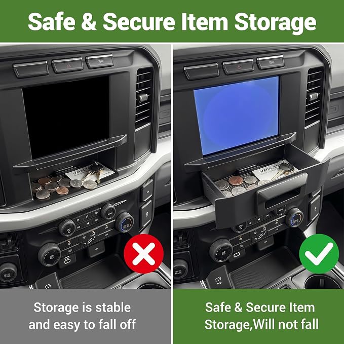 Center Console Drawer Organizer for 2023-2026 Ford F250 F350 F450 F550 Super Duty XL 8-Inch Screen Dashboard Storage Box Inserts Tray for F250-550 8" Screen Accessories